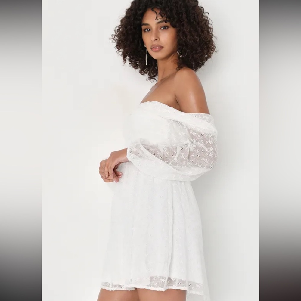 Lulus white strapless eyelet lace dress